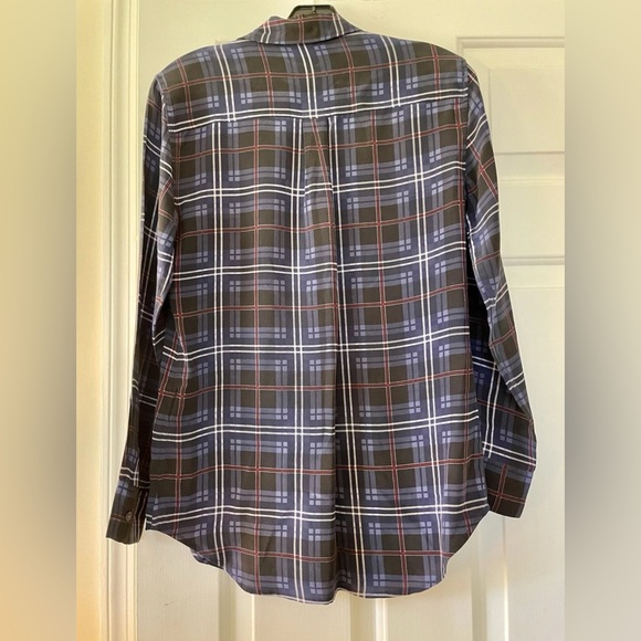 Equipment Femme Silk Blue Plaid Button-Blouse Size X-Small - Picture 5 of 6